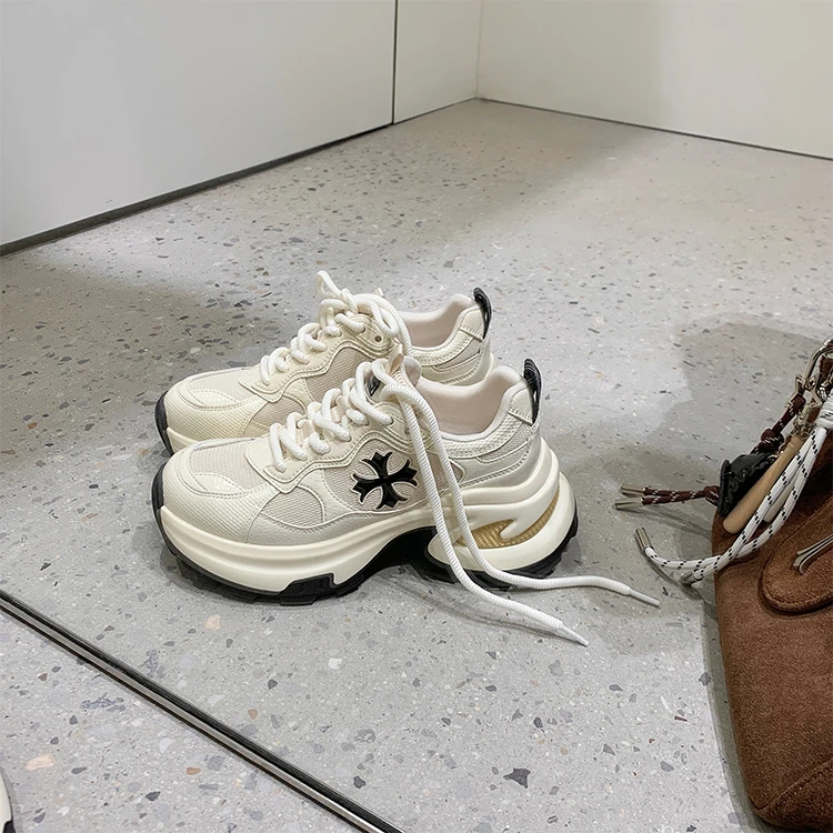 苏茵茵2025新款增高7.5cm十字花厚底女休闲运动鞋老爹鞋E5108006