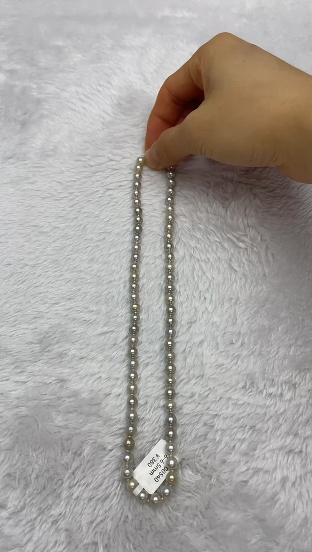 项链银S925镶嵌海水珍珠AK真多麻6-6.5mm