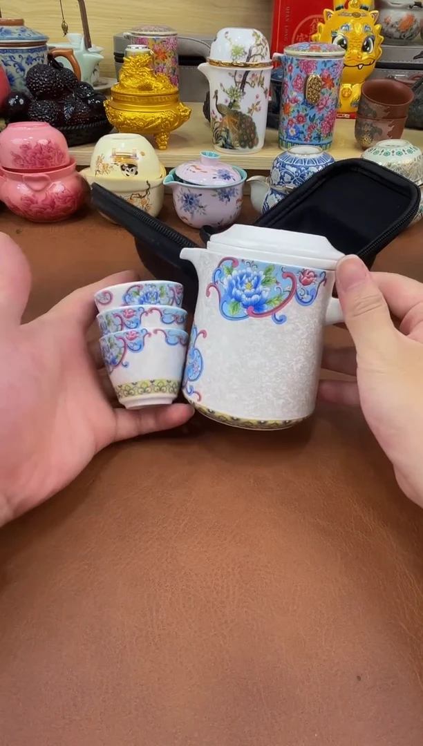 陶瓷茶具摆件旅行套组