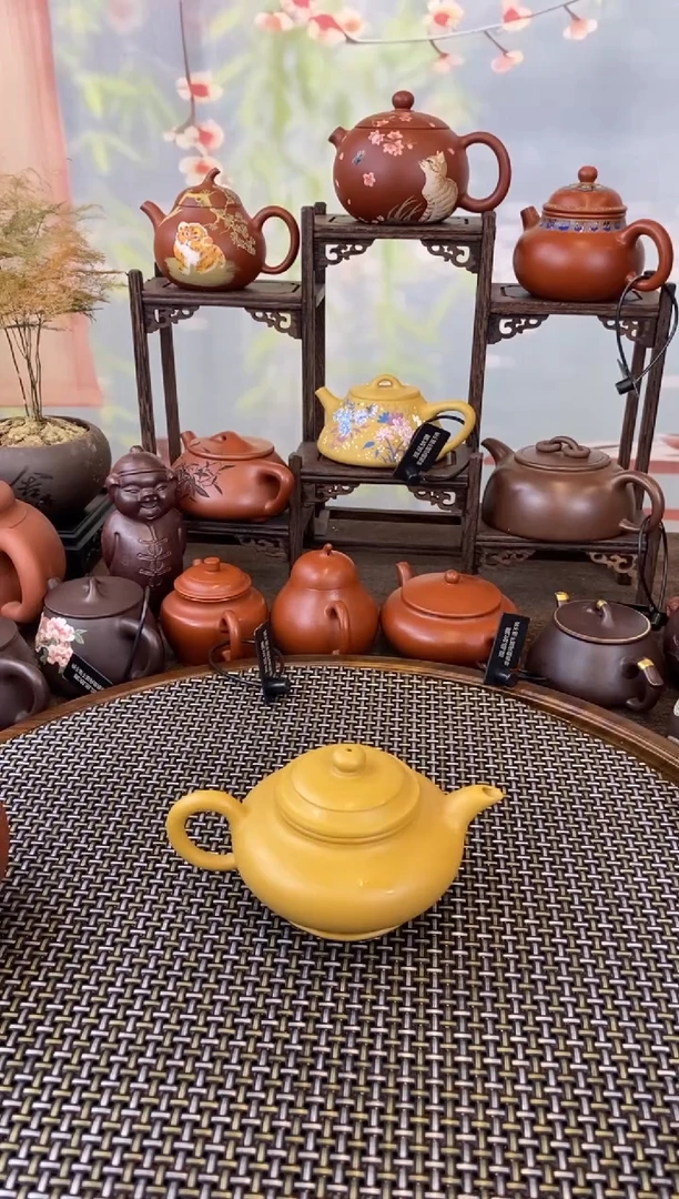 茶壶紫砂黄金段扁樱140cc