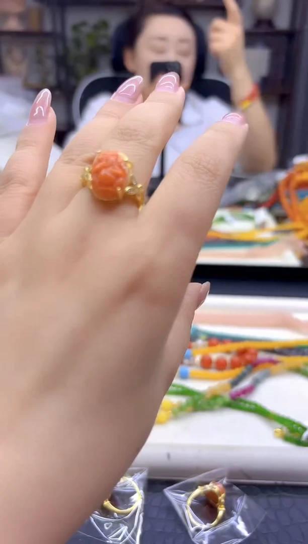 14K金镶嵌戒指玛瑙/玉髓DIY款J01