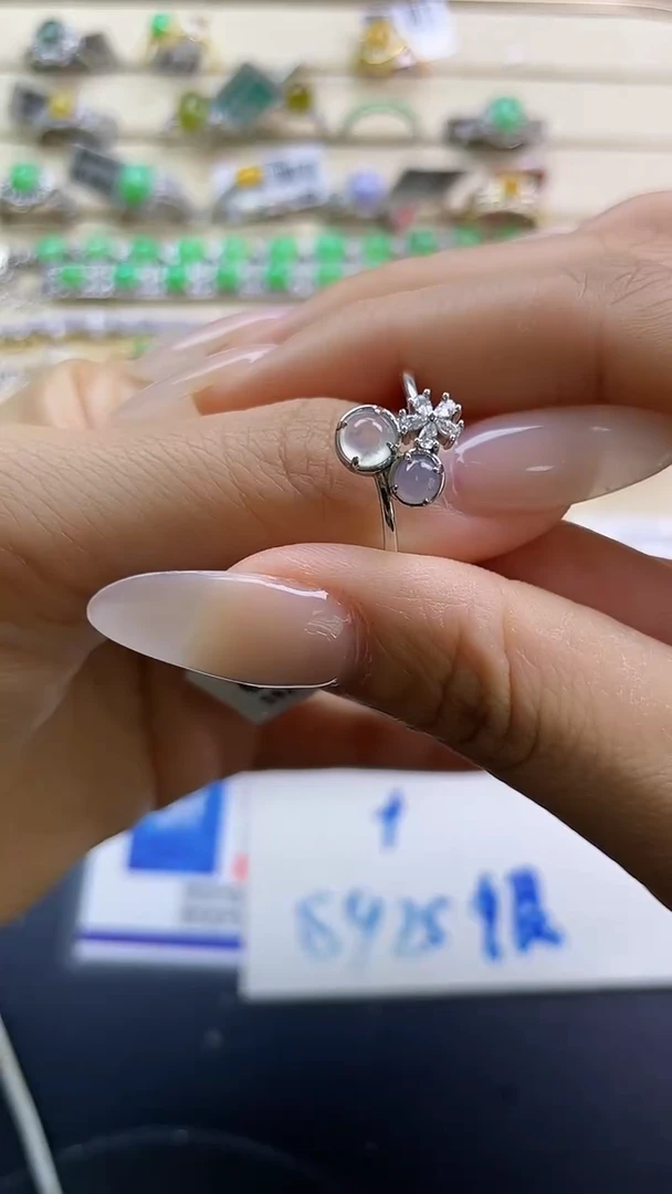 银S925镶嵌戒指翡翠翡翠 蛋面 银S925镶嵌