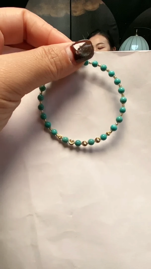 18K金镶嵌绿松石手串4
