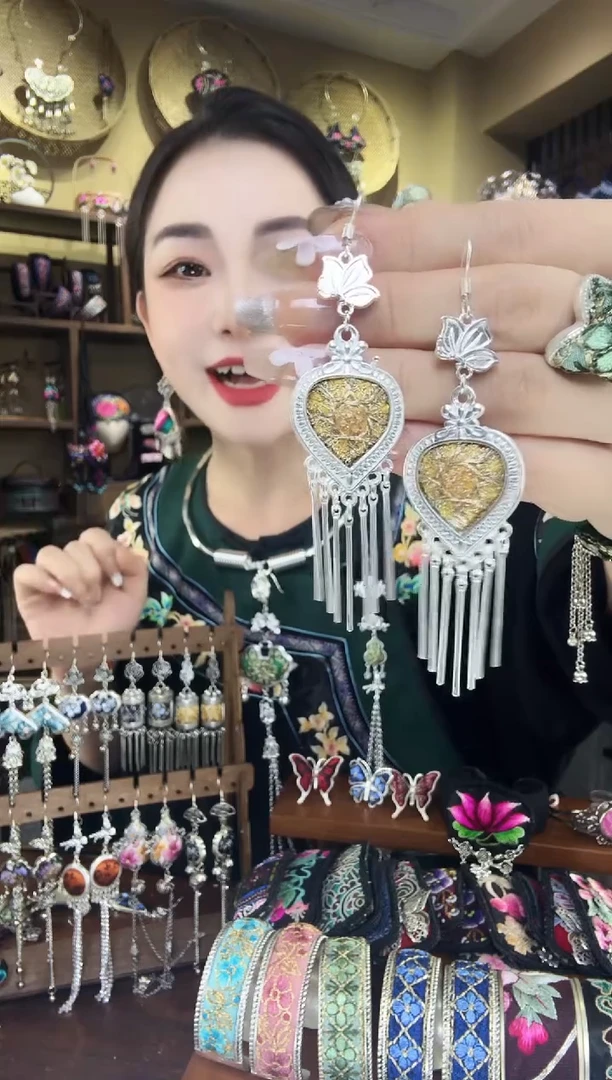 刺绣非遗刺绣民族风耳环
