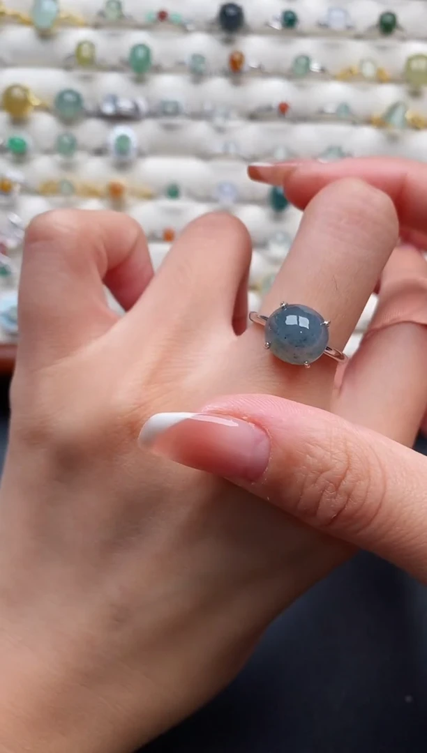 银S925镶嵌戒指翡翠6666666+2