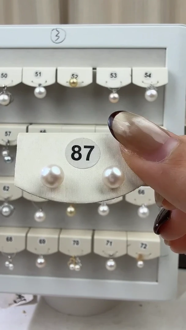 银S925镶嵌耳饰海水珍珠6-7mm海水akoya素钉