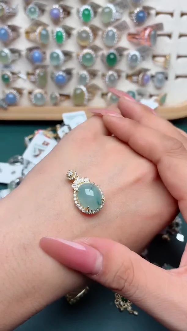 银S925镶嵌戒指翡翠.