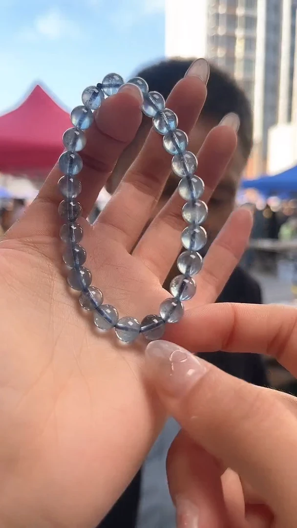 海蓝宝石手链未镶嵌天然手串多样性发一7mm