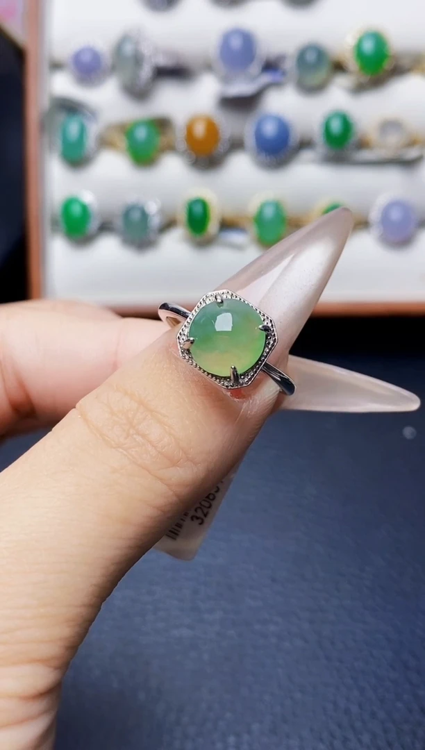 银S925镶嵌戒指翡翠3855