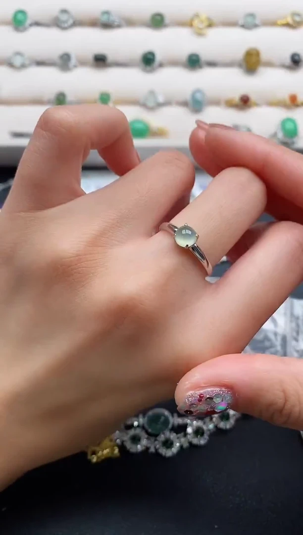 银S925镶嵌戒指翡翠666666+3