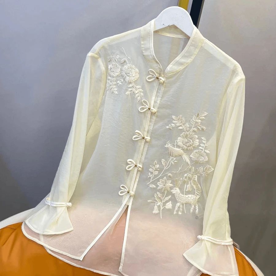 【一鹿有你】2025新中式衬衫气质防晒披显瘦长袖时尚夏季春2868