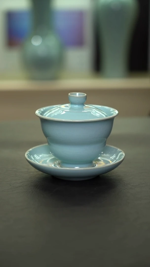 杯子瓷天青福禄盖碗