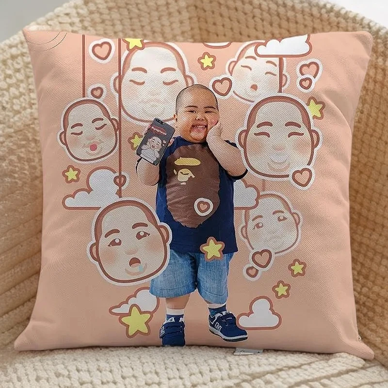 印尼小胖子表情包tatan周边同款抱枕头来图定制午睡靠垫含枕芯diy