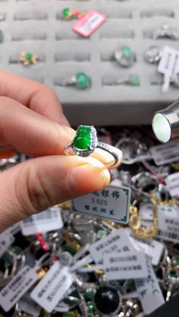银S925镶嵌戒指翡翠1                         5