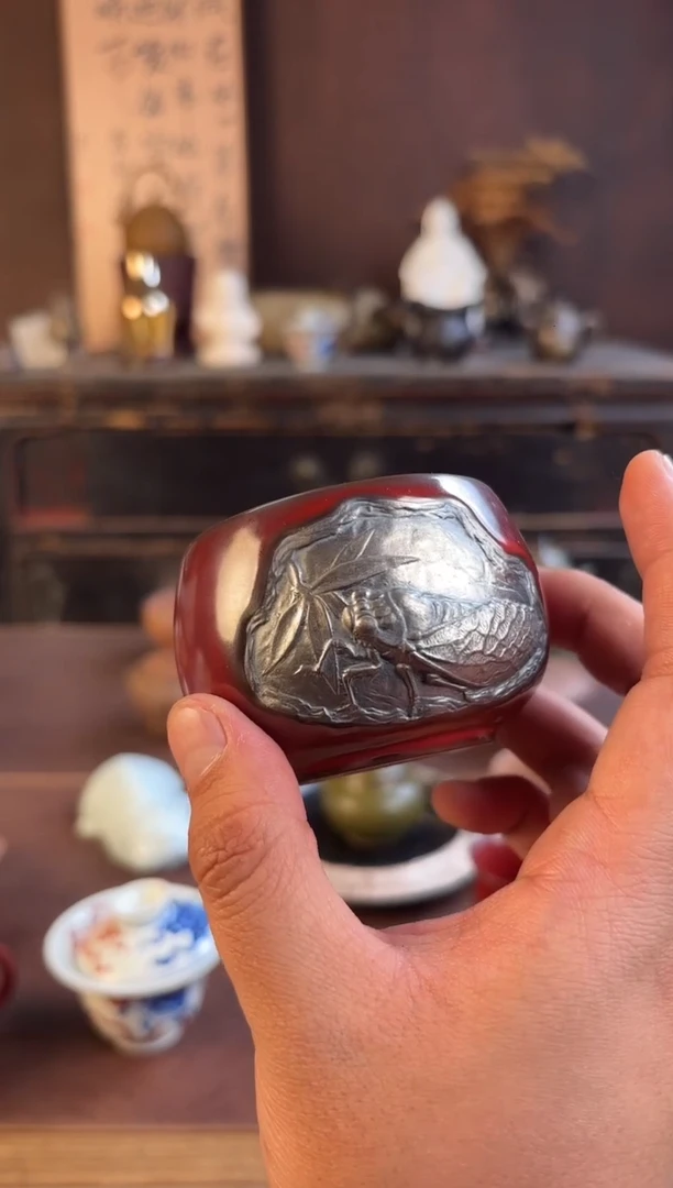 瓷片鎏银一鸣惊人大肚主人杯