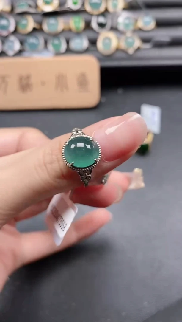 翡翠戒指银S925镶嵌51151