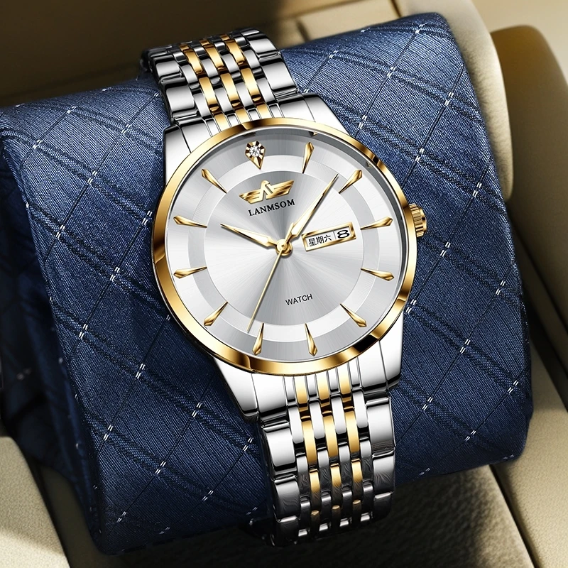 LANMSOM/琅梭男士手表男款防水腕表经典高档男表时尚潮流运动学生