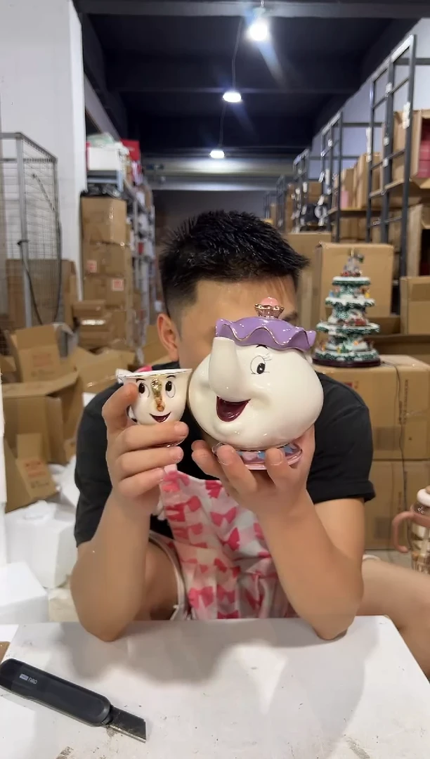 瓷片陶瓷茶壶一壶一杯