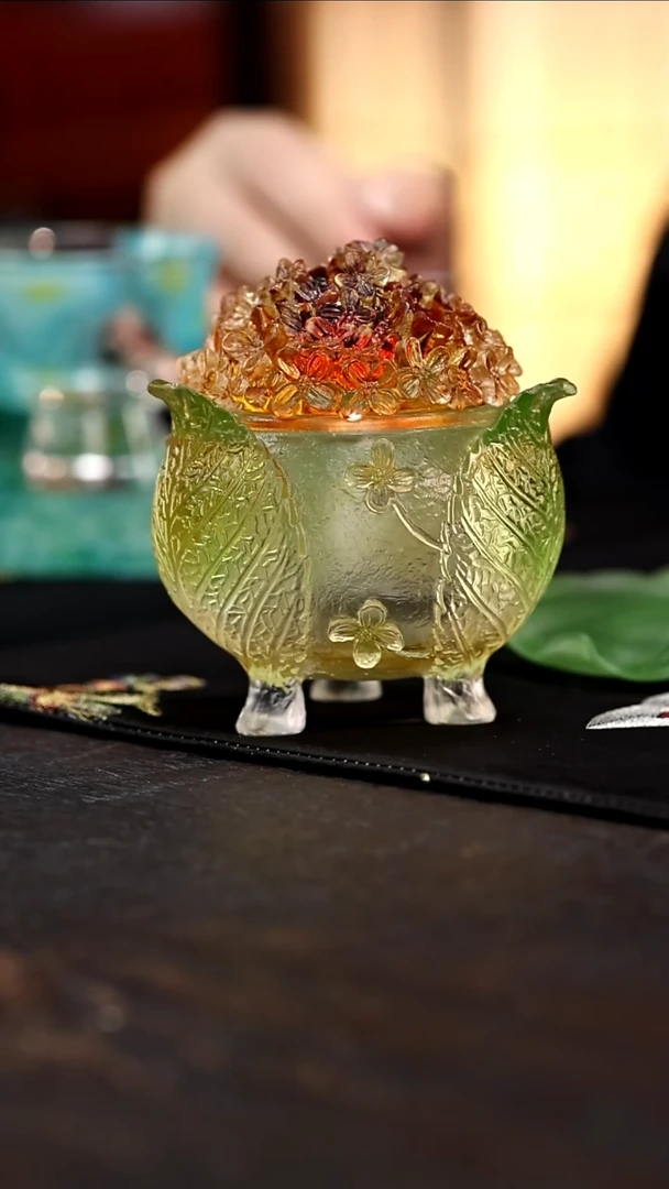 【陶珊居】 十二花神桂花香炉 绿色（心缘0065）