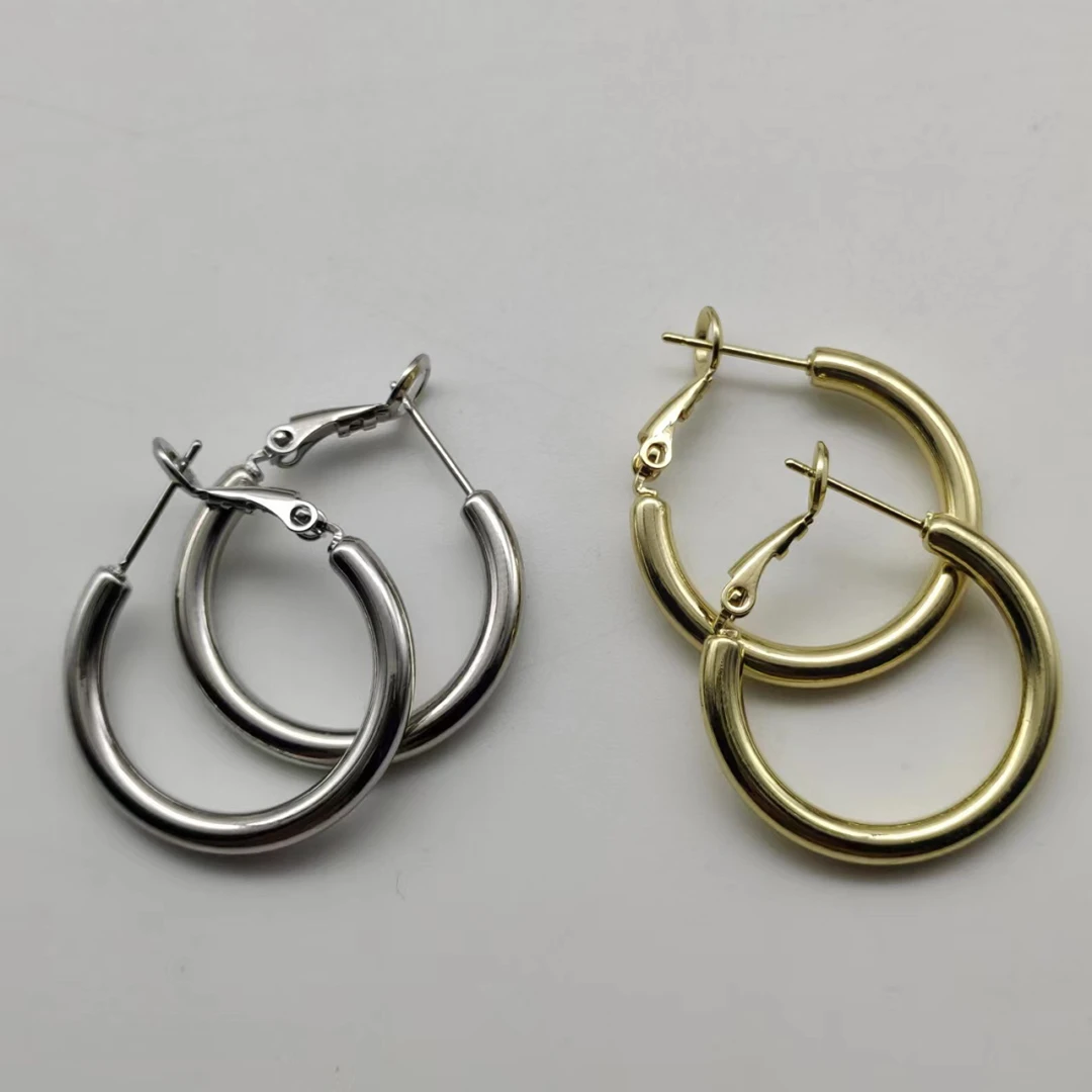 铜合金耳饰 新款欧美风个性实心圈耳环