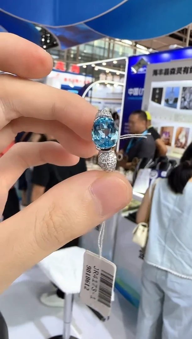 托帕石戒指银S925镶嵌10*8mm妖姬蓝