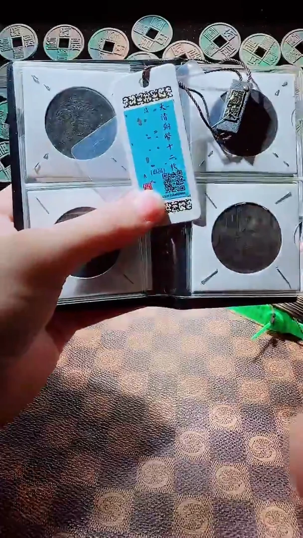 铜A123星鹏精品大清铜币20文十二枚册（黑漆古）