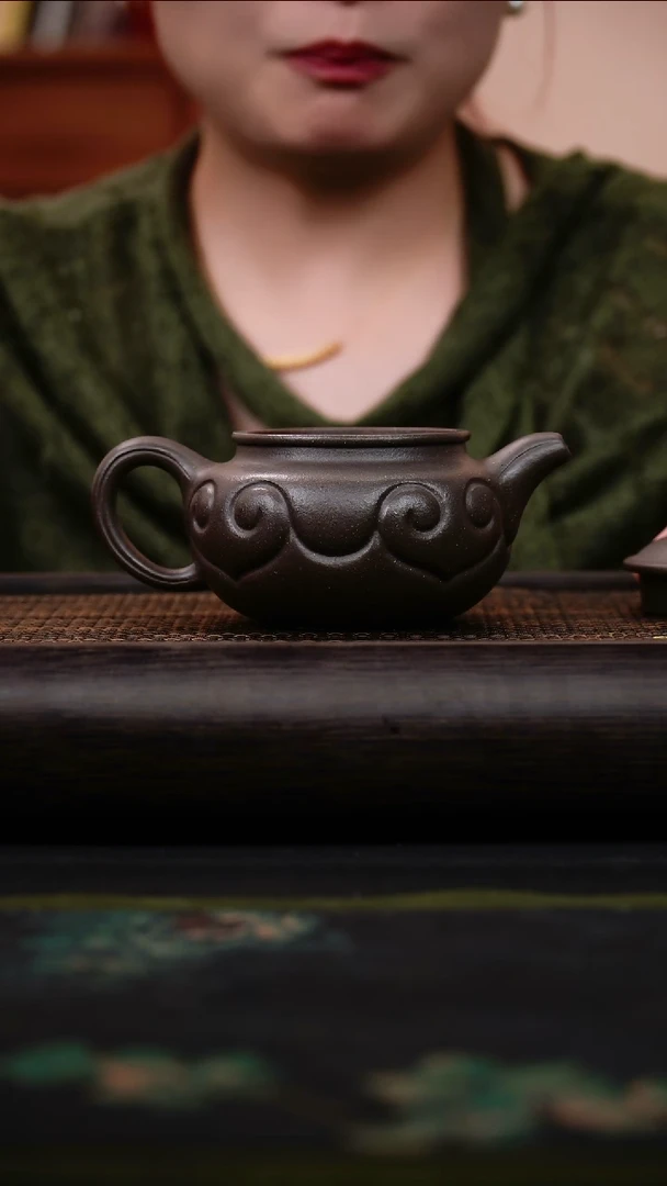 茶壶紫砂鲨皮青 如意仿古