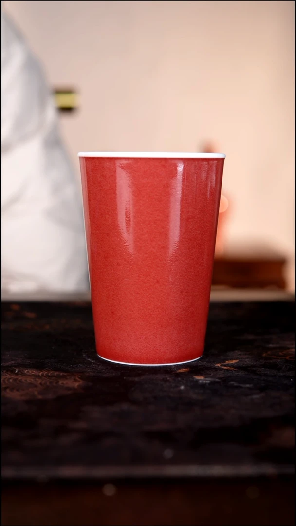 杯子白泥豇豆红陶瓷