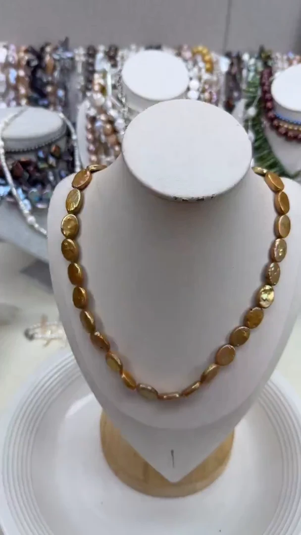 颈饰银S925镀金镶嵌淡水珍珠1