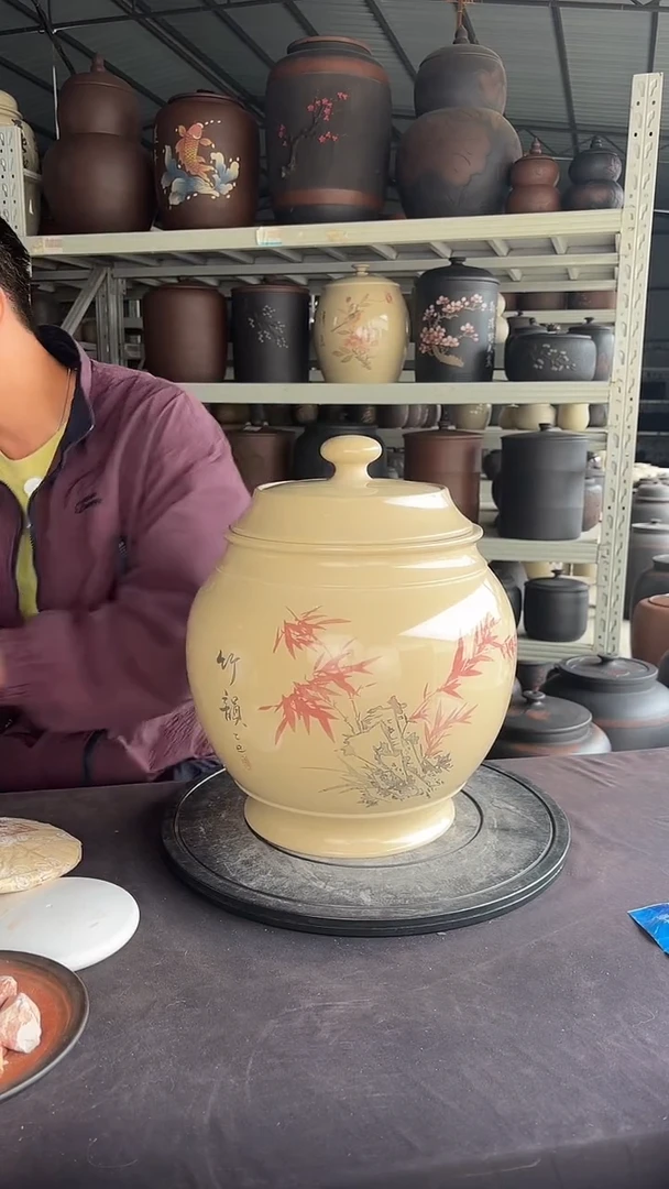 罐水亮光竹韵15饼茶叶罐