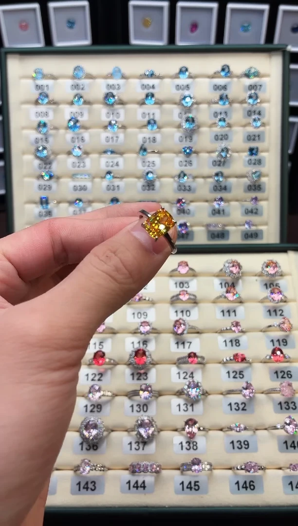 戒指彩色蓝宝石银S925镶嵌1111