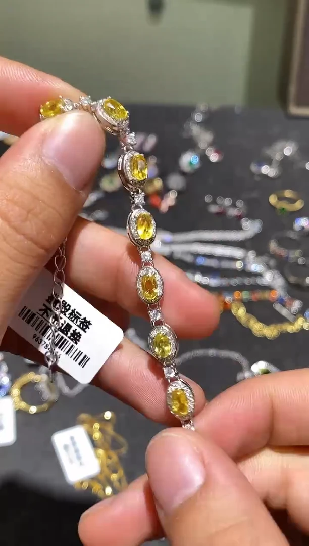 手链蓝宝石银S925镶嵌手链