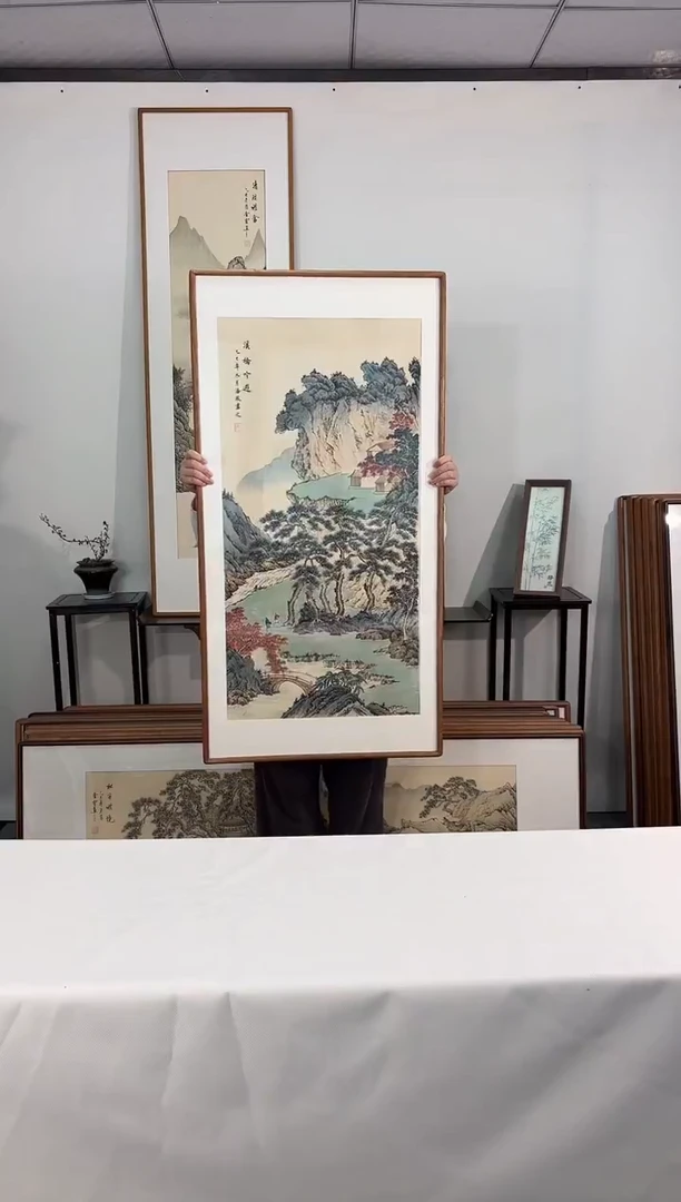国画手绘*溪桥吟游*62*122cm