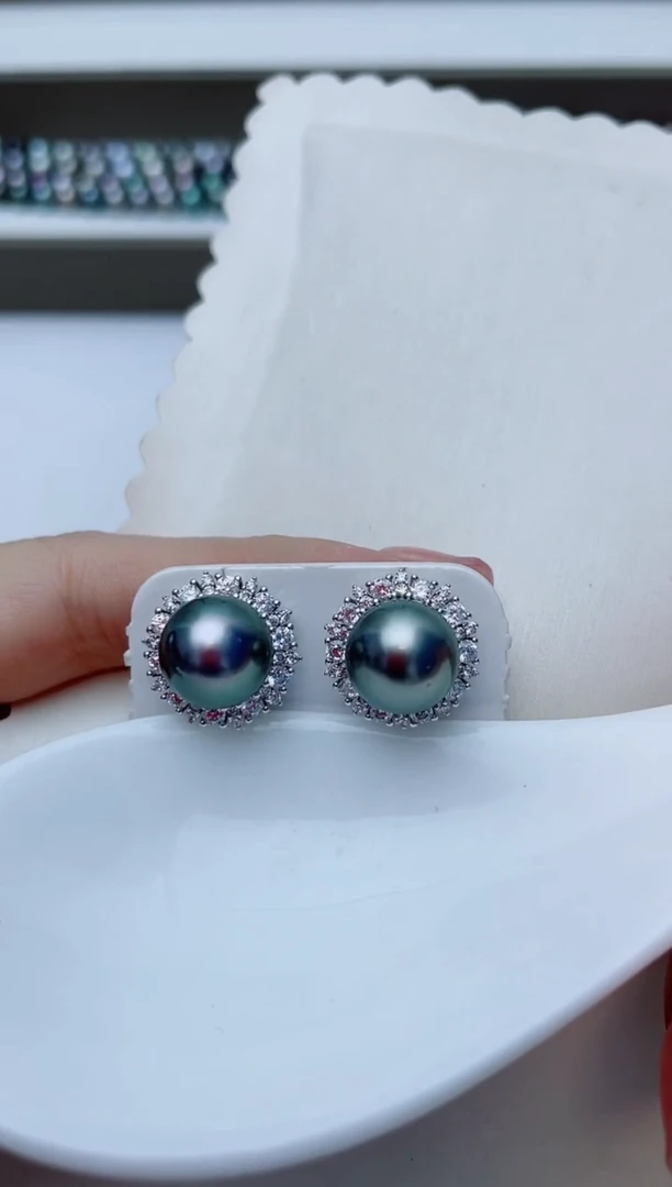 银S925镶嵌耳饰海水珍珠A153