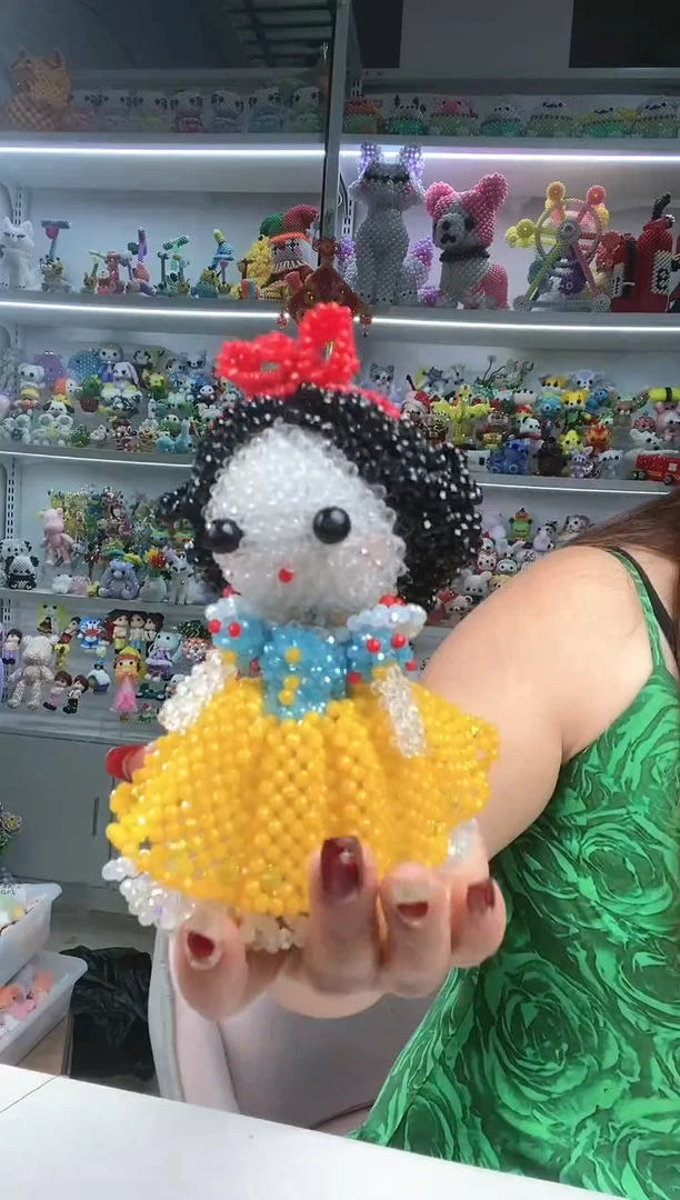 玻璃2047卡6马贝彩白雪公主材料包1套头发黑糖果珠