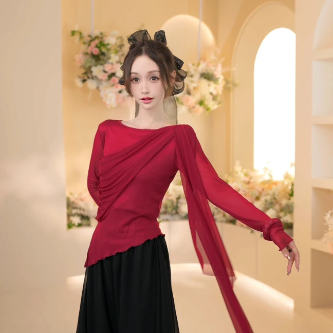 3689 D舞蹈练功服舞服装教师专用上衣成人女显瘦形体新款现代舞服