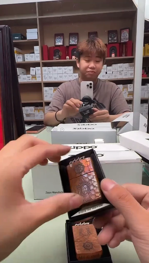 Zippo打火机紫铜重甲观心