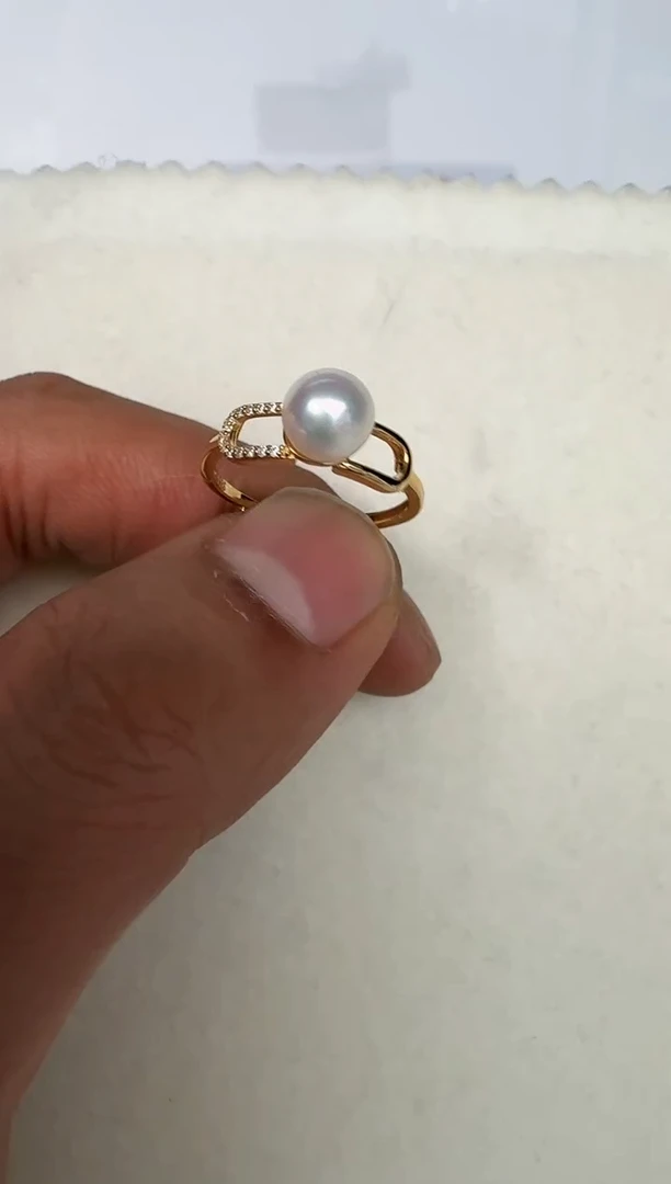 银S925镶嵌戒指海水珍珠戒指