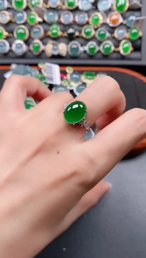 银S925镶嵌戒指翡翠11