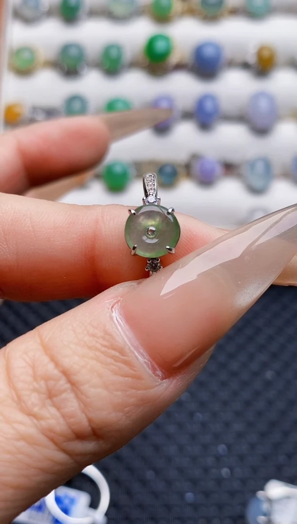 银S925镶嵌戒指翡翠3409