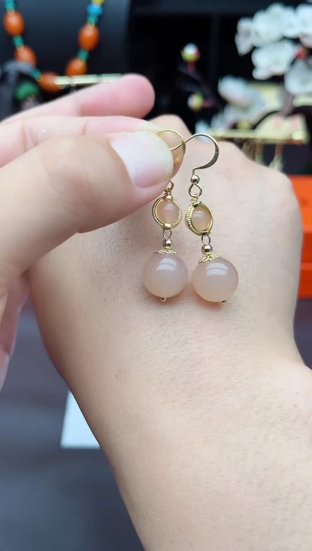 玛瑙/玉髓耳饰银S925镶嵌528000