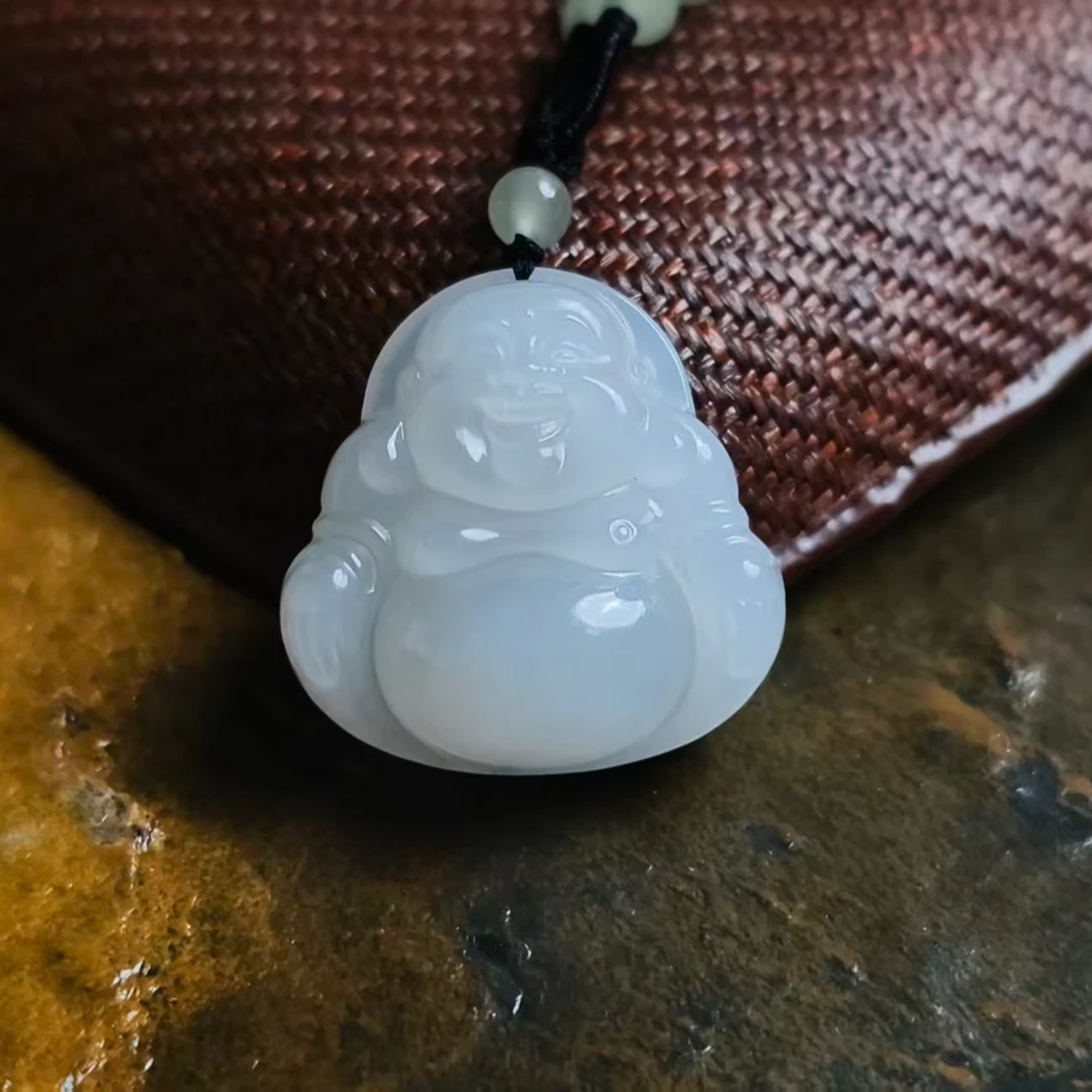 天然和田玉佛公吊坠男女款送自己送妈妈礼物30mm