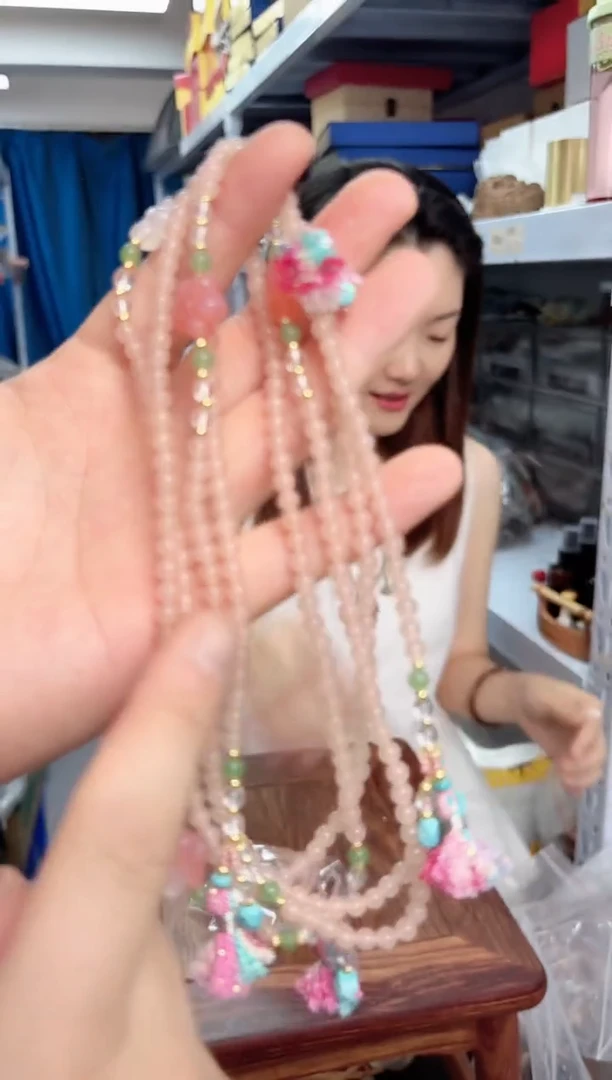 木石头肉粉色双圈手串