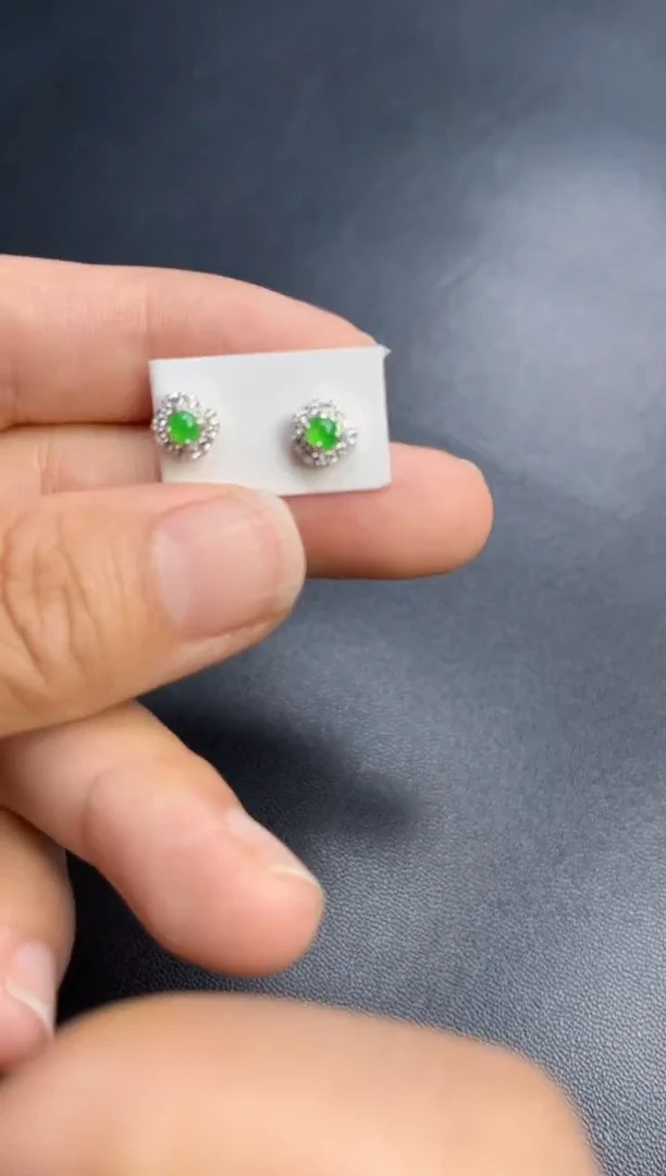 翡翠银S925镶嵌耳饰多人