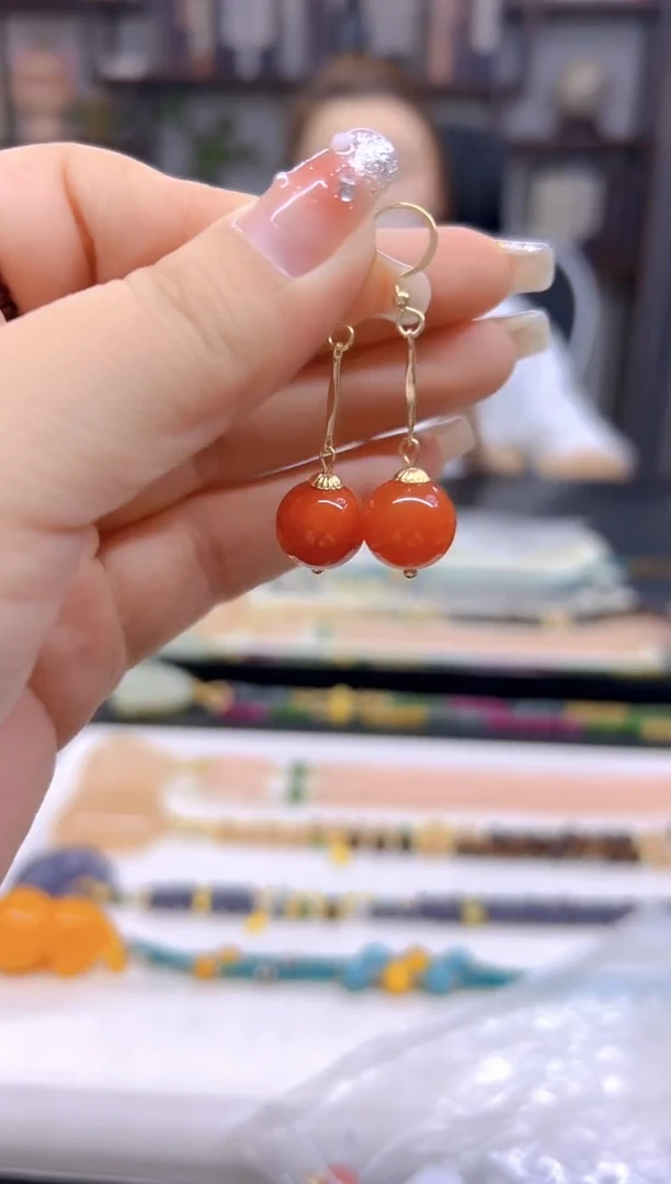 翡翠14K金镶嵌耳饰DIY款E565