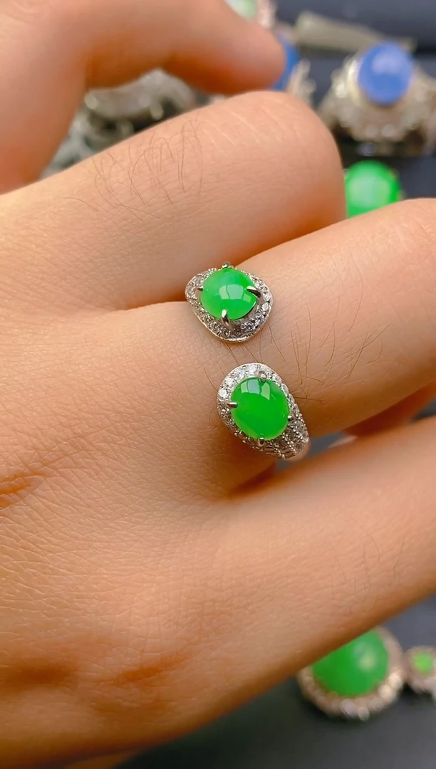 【闪购商品】翡翠戒指银S925镶嵌天然A货翡翠1