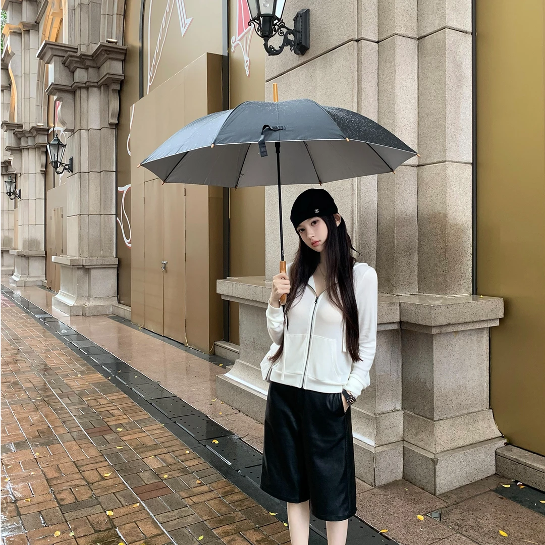 LLOnline专属私服搭配王者五分皮裤高品质挺括pu皮中裤显瘦直筒裤