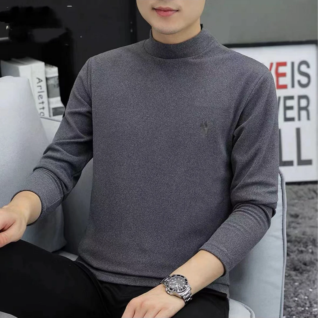 7809-男士（标不一样）保暖系列德绒中领打底衫（中灰）