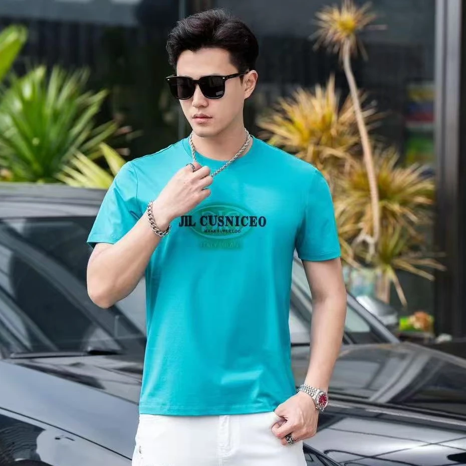 2025夏季新款男士休闲高品质个性休闲字母印花圆领潮流薄款短袖恤