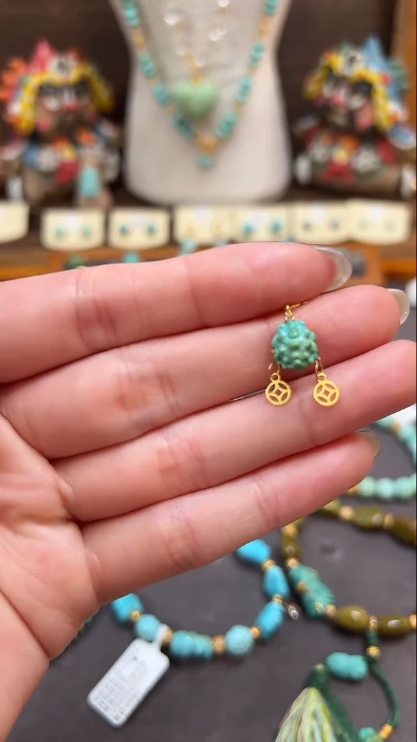 绿松石18K金镶嵌提溜绿松石提溜
